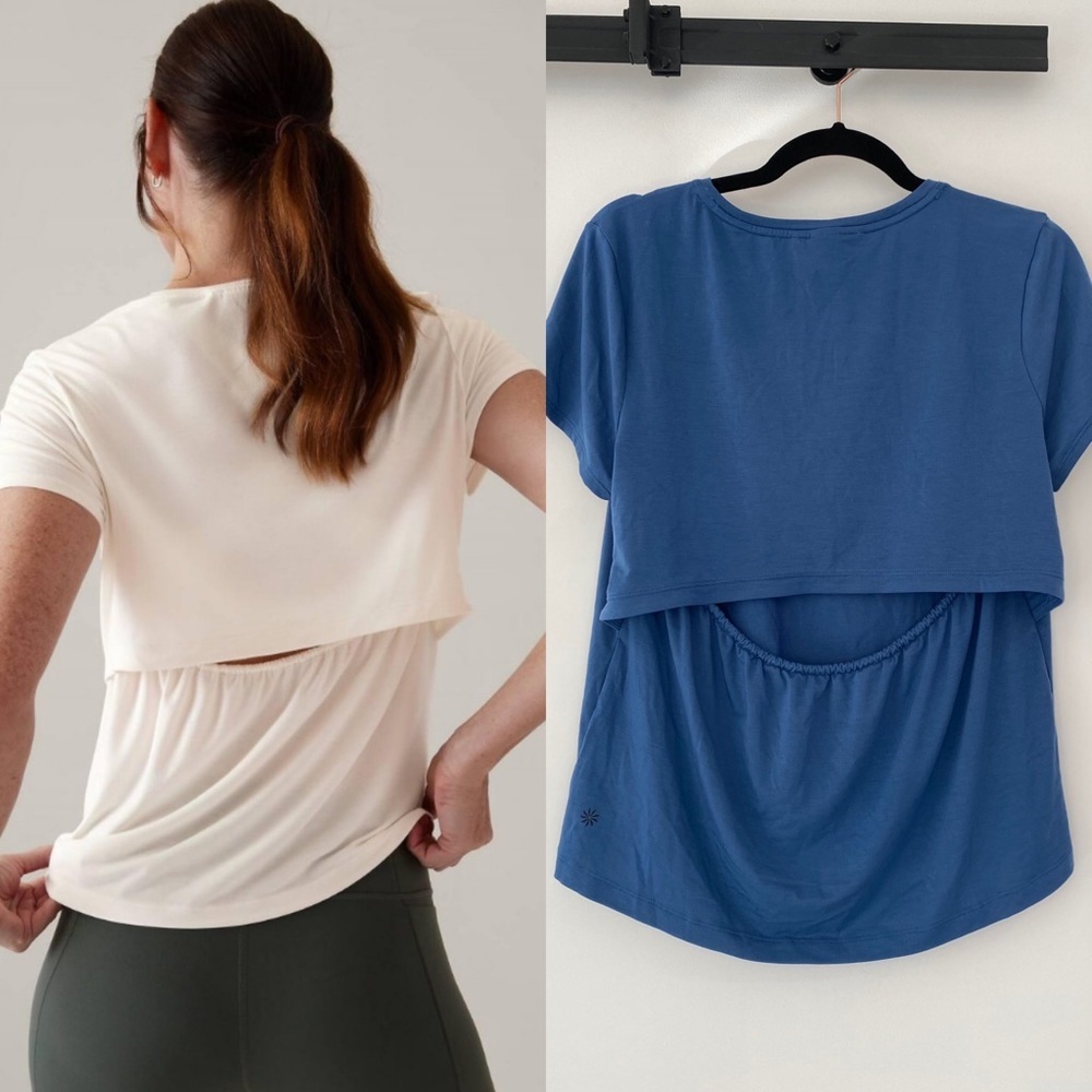 Athleta Blue Air Out Cinch Tee Size M